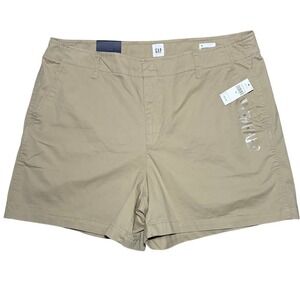 NWT Gap Downtown Casual Khaki Shorts Tan Mid Rise Stretch Chino Women Size 18